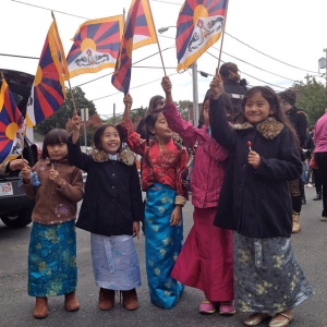 Tibetan girls walked with their families, letting the world know about the plight of the peoples of Tibet.